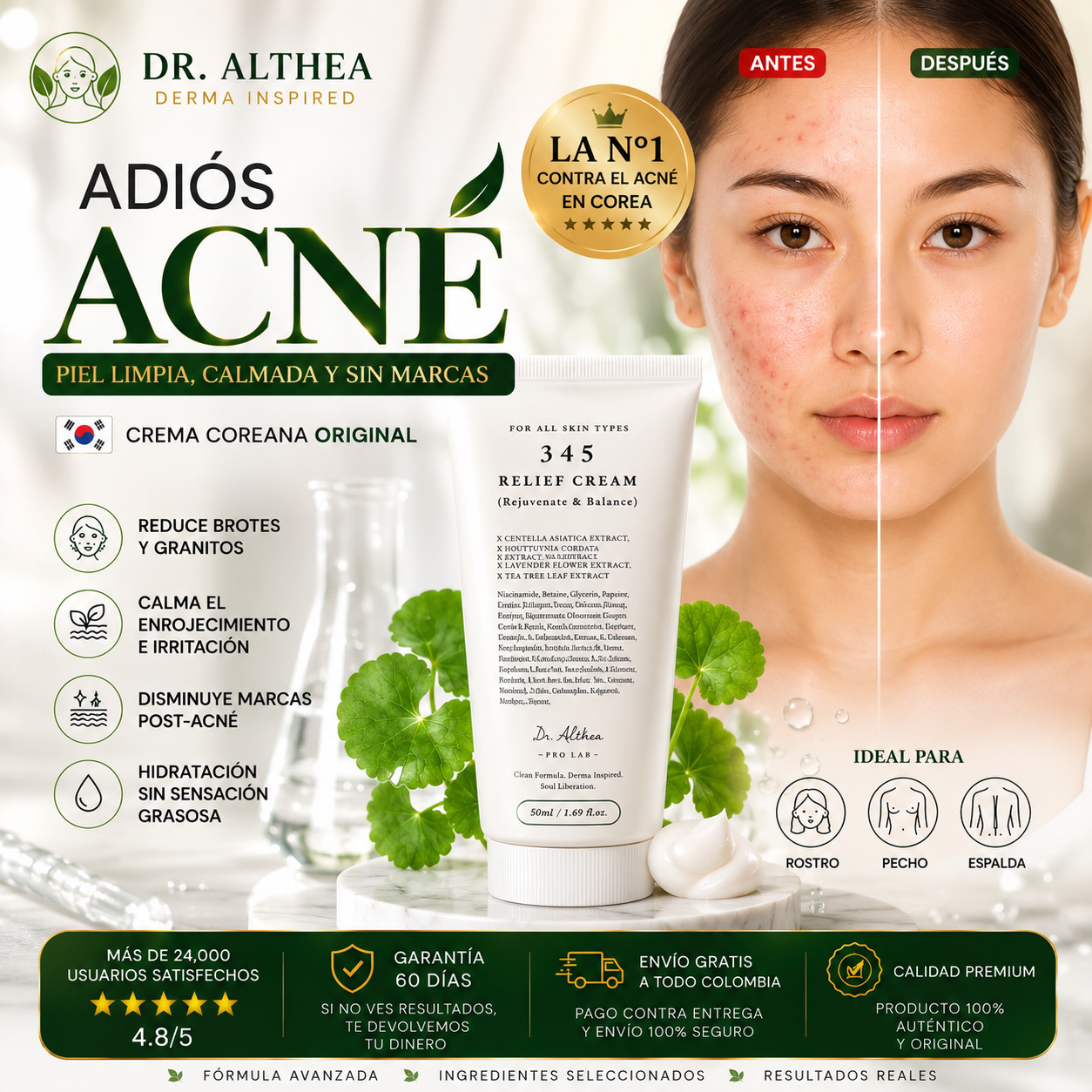 345 Relief Cream™| Menos Brotes, Menos Marcas, Más Confianza en Tu Piel.