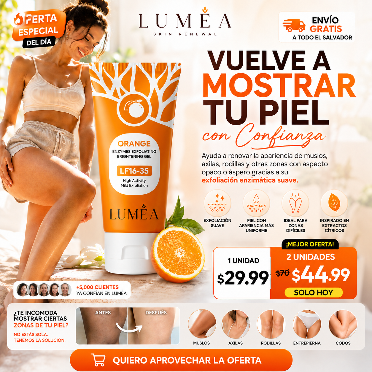 Gel Exfoliante para Zonas Oscuras: Piel Más Suave, Luminosa y Uniforme