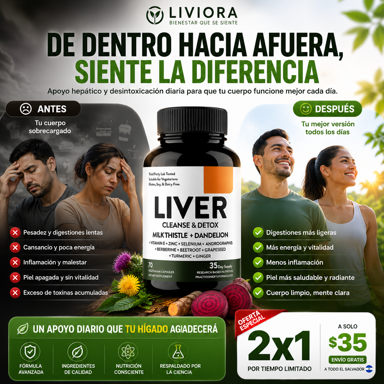 LIVIORA™ 2x1 | Desintoxica tu Cuerpo y Siéntete Ligero