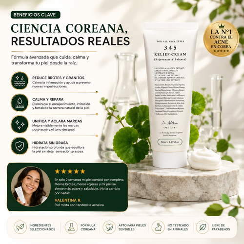 345 Relief Cream™| Menos Brotes, Menos Marcas, Más Confianza en Tu Piel.